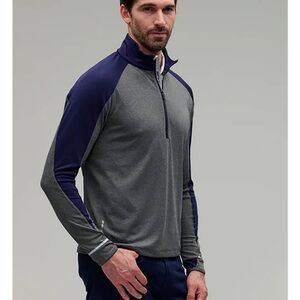 NWT Zero Restriction Men's Grey Heather / Navy Z425 Quarter-Zip
